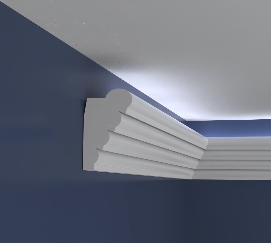 Bagheta decorativa pentru banda led din polistiren extrudat, alb 140×85×2000mm, Bl27 — imaginea 2