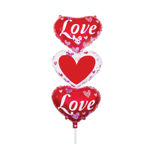 Set 3 baloane, Love, in forma de inima, rosu, JMB-BBL4214