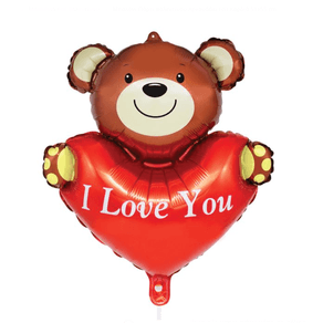 Set baloane, I Love You, in forma inima cu urs, Rosu/Maro, JMB-BBL4216