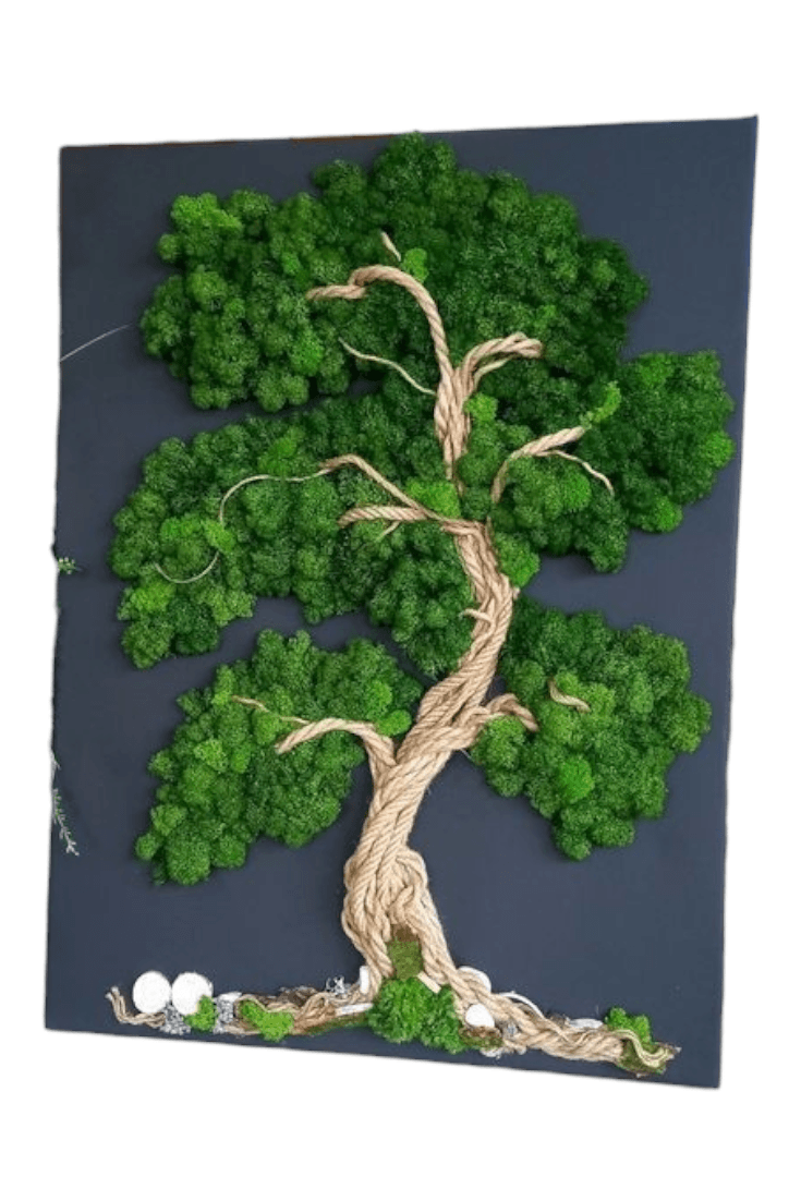 Tablou cu licheni naturali stabilizati, Copac 3D, 30x40 cm