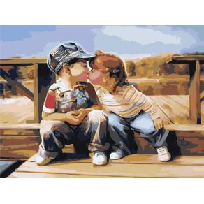 tablou de pictat pe numere pentru copii Set pictura pe numere Copii 3266, panza bumbac pe rama lemn, 40x50 cm, tablou cu schita