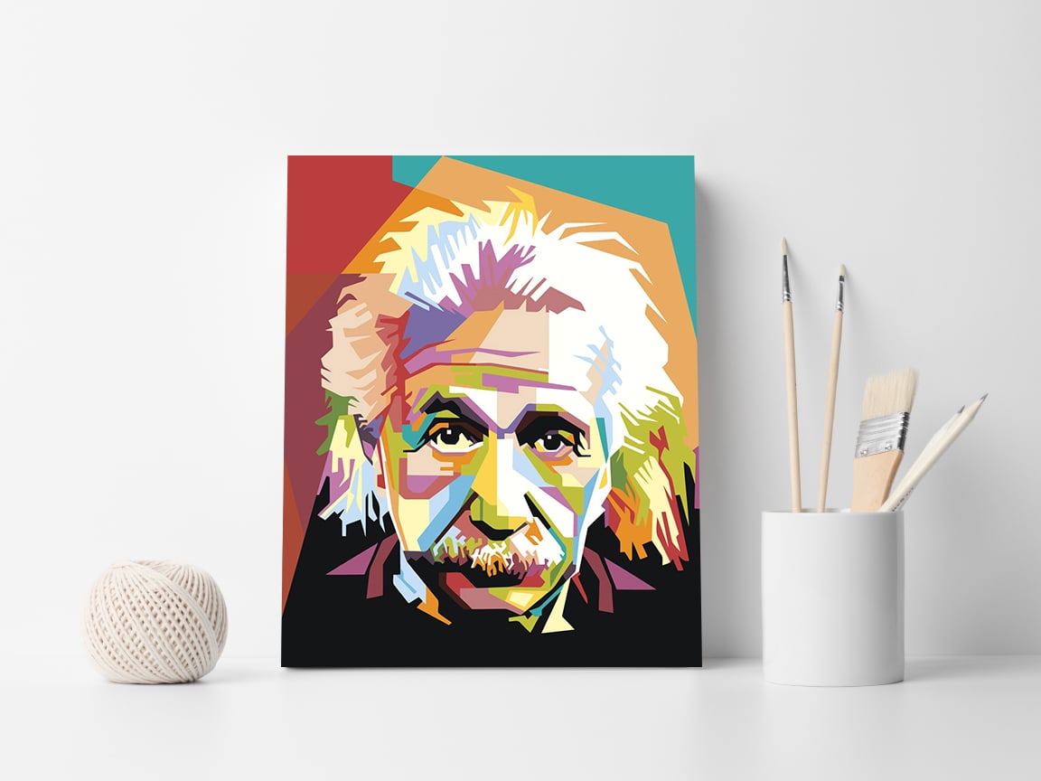 Set pictura pe numere Albert Einstein 3023, panza bumbac pe rama lemn - 4 | YEO