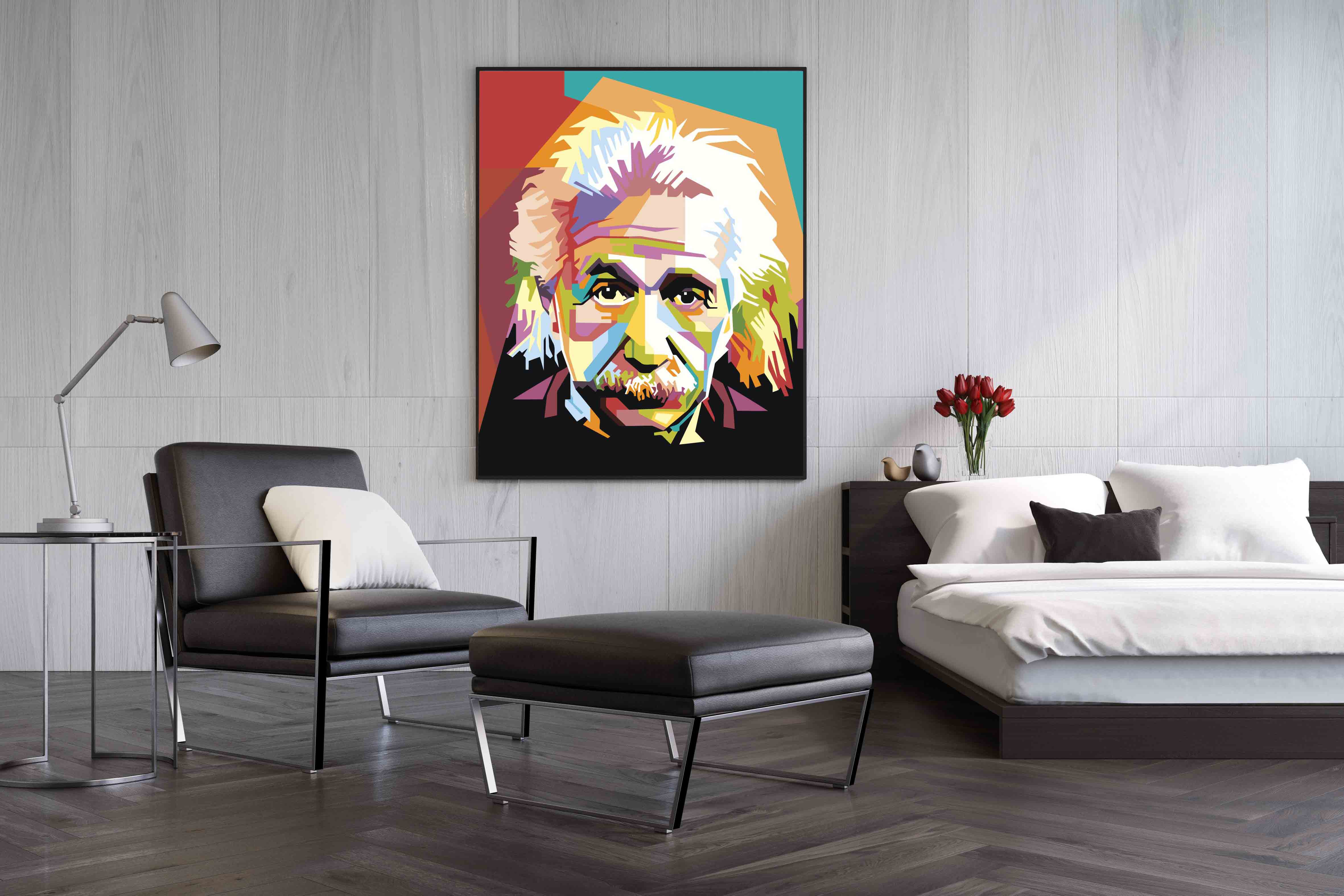 Set pictura pe numere Albert Einstein 3023, panza bumbac pe rama lemn - 3 | YEO