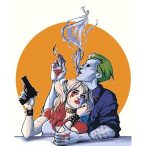 păsări de pradă și fantastica harley quinn Set pictura pe numere Joker si Harley Quinn 3383, panza bumbac pe rama lemn, 40x50 cm, tablou cu schita
