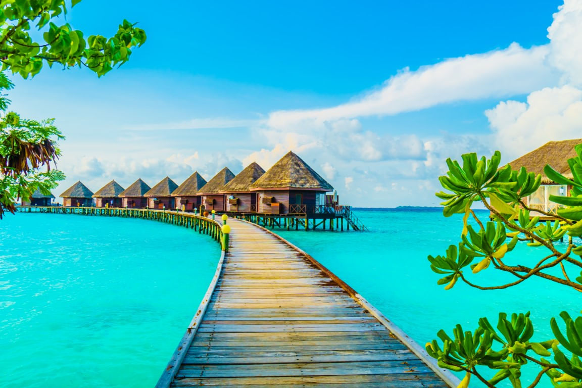 Fototapet, autocolant, Ponton insulele Maldive