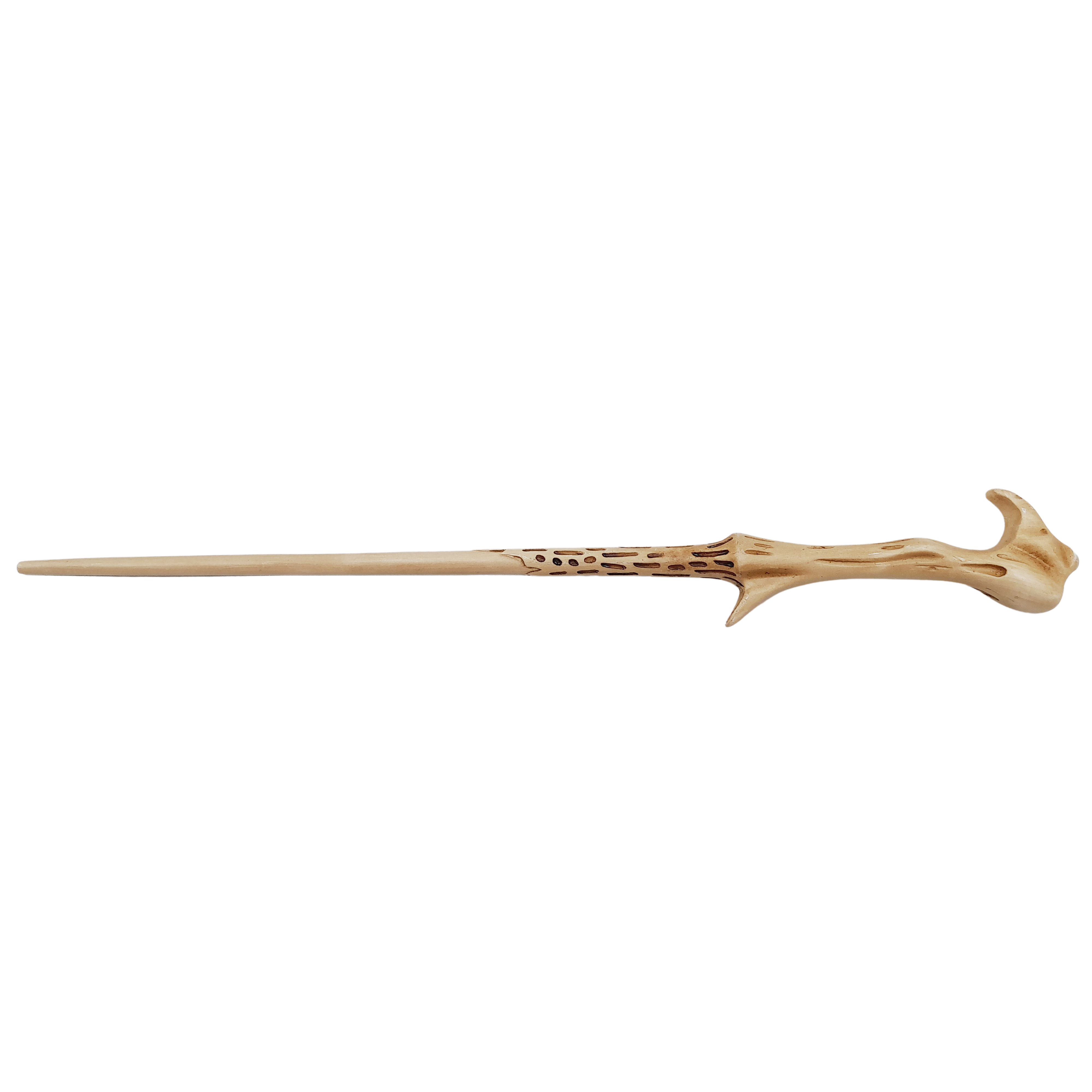 Bagheta de colectie IdeallStore®, Voldemort, insertii metalice, 36 cm, bej