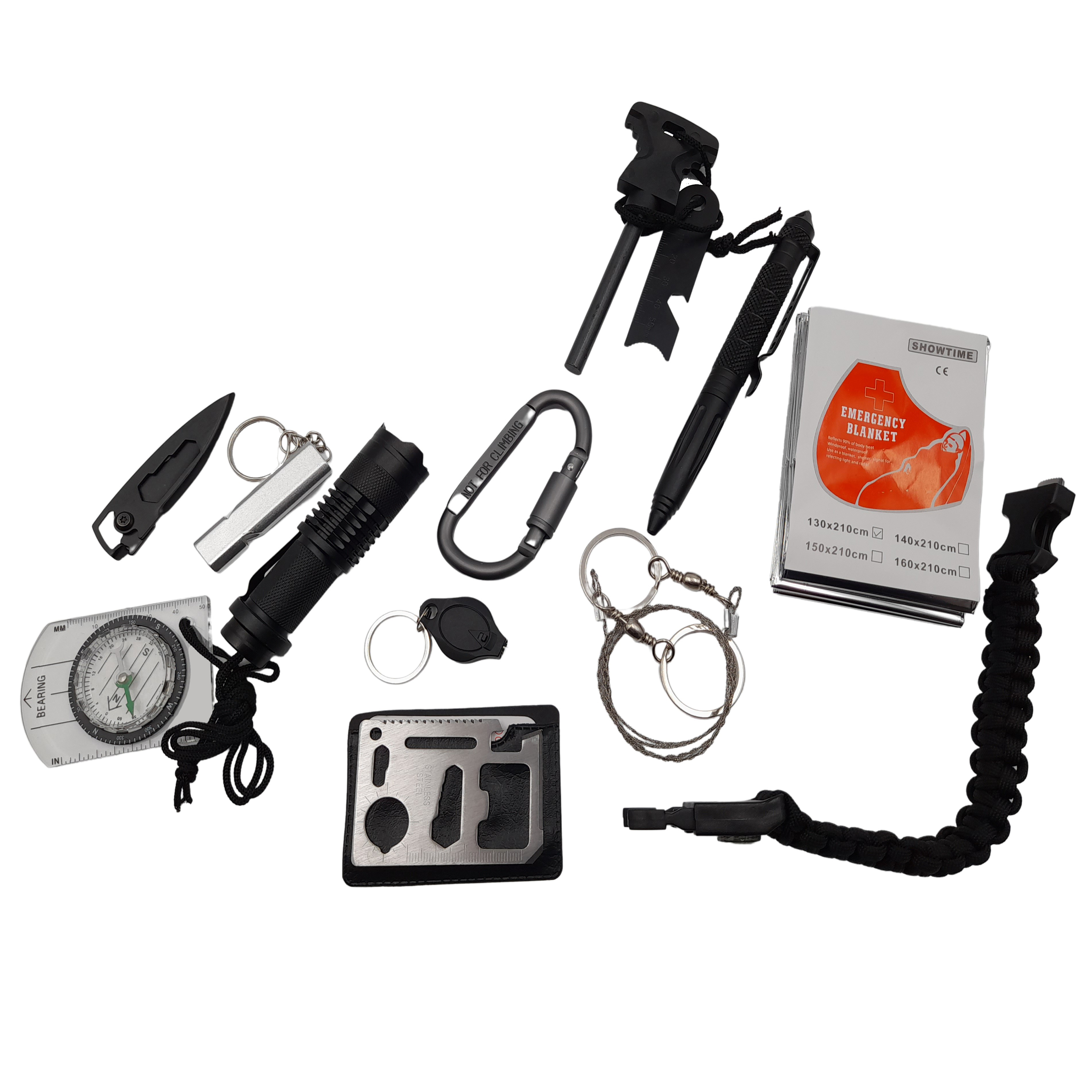 Kit supravietuire IdeallStore®, Help Society, 13 elemente multifunctionale, negru - 1 | YEO