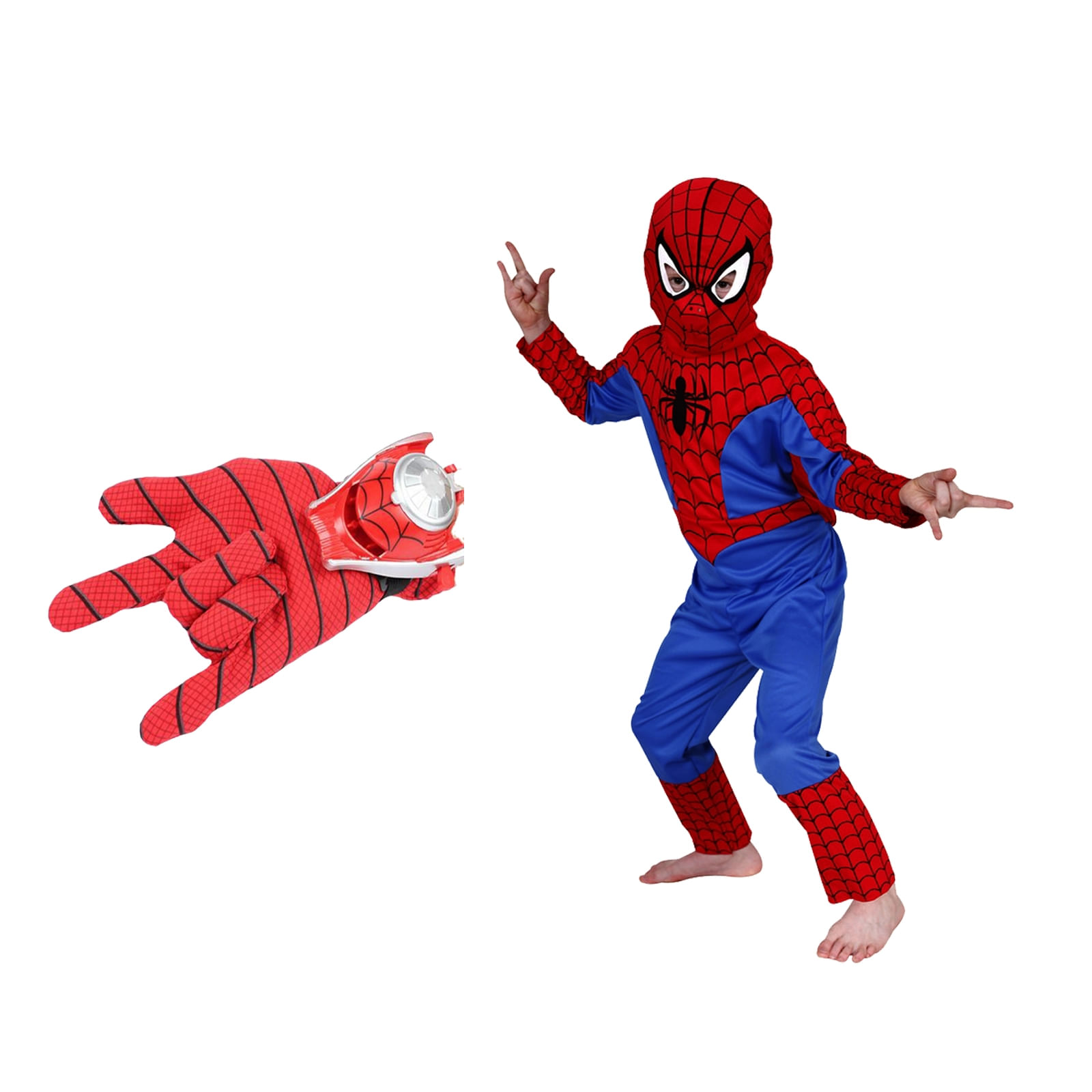 Set costum Spiderman IdeallStore, marimea L, 7-9 ani, masca si manusa cu lansator, rosu - 3 | YEO