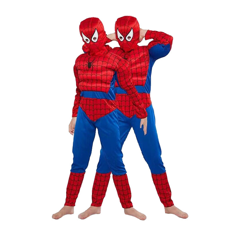 Set costum Ultimate Spiderman IdeallStore® pentru copii, 100% poliester, 110-120 cm, rosu, manusa ventuze si masca LED