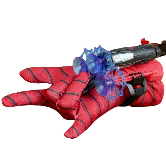 Set costum Spiderman cu muschi, pentru 7-9 ani, 2 lansatoare si masca plastic LED, rosu - 4 | YEO