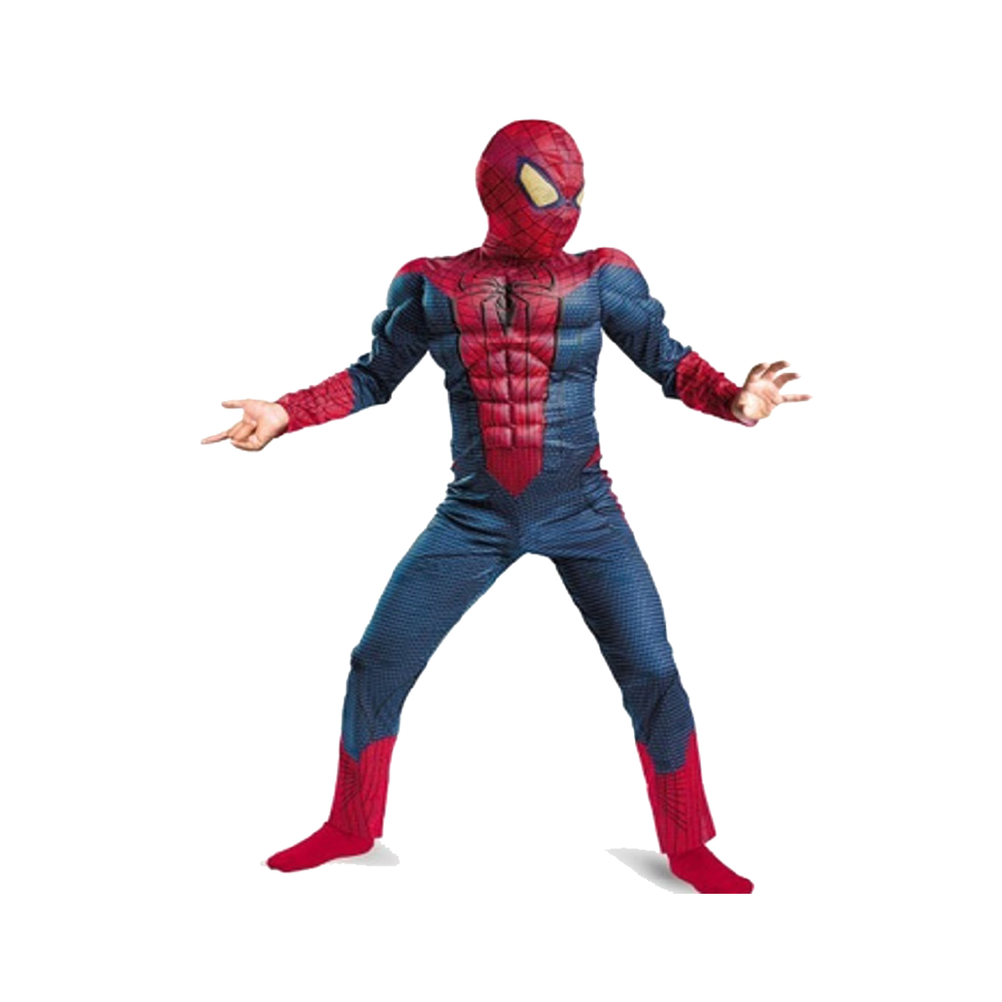 Set costum cu muschi Spiderman, 7-9 ani, manusa cu lansator si masca plastic LED, rosu - 2 | YEO