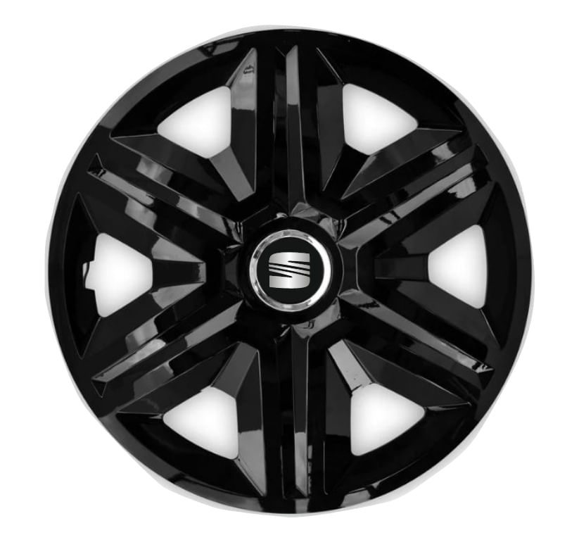 Set 4 capace roti hubcaps fast black R15 pentru gama auto Seat