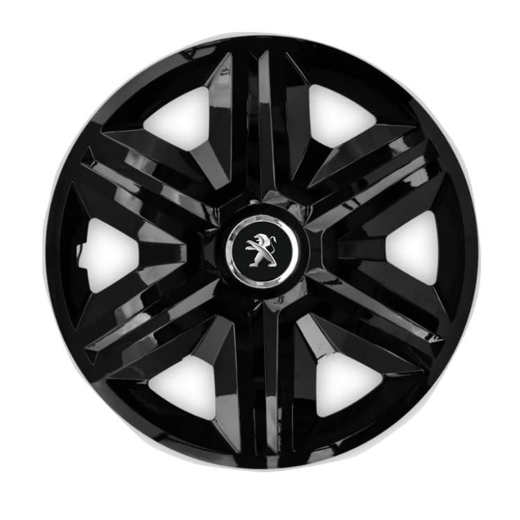 Set 4 capace roti hubcaps fast black R15 pentru gama auto Peugeot