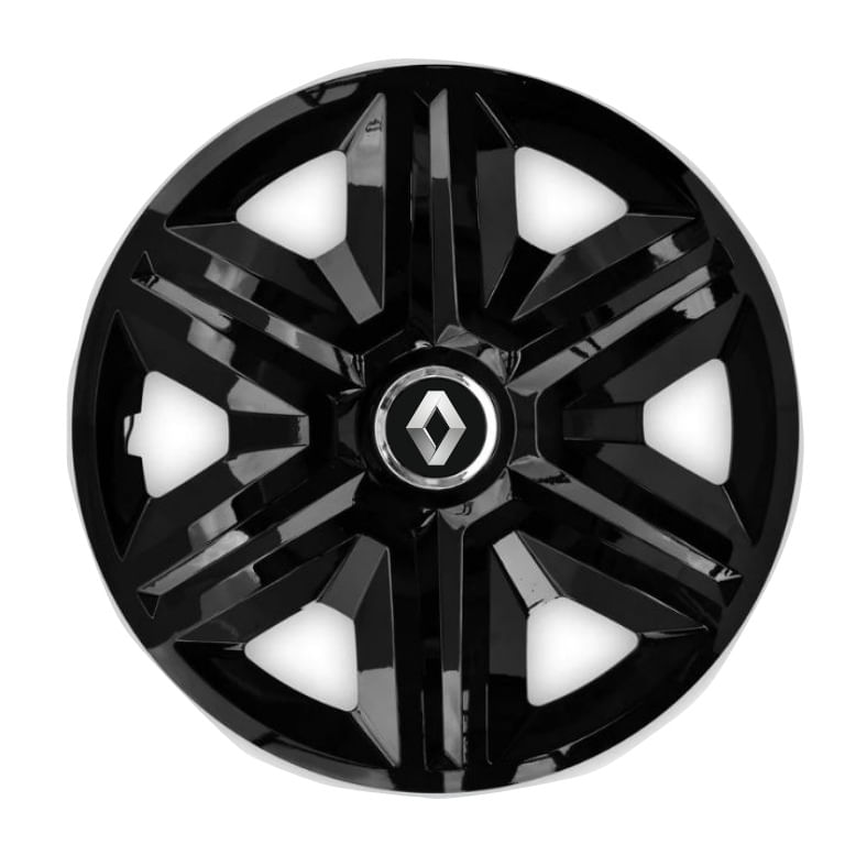 Set 4 capace roti hubcaps fast black R15 pentru gama auto Renault