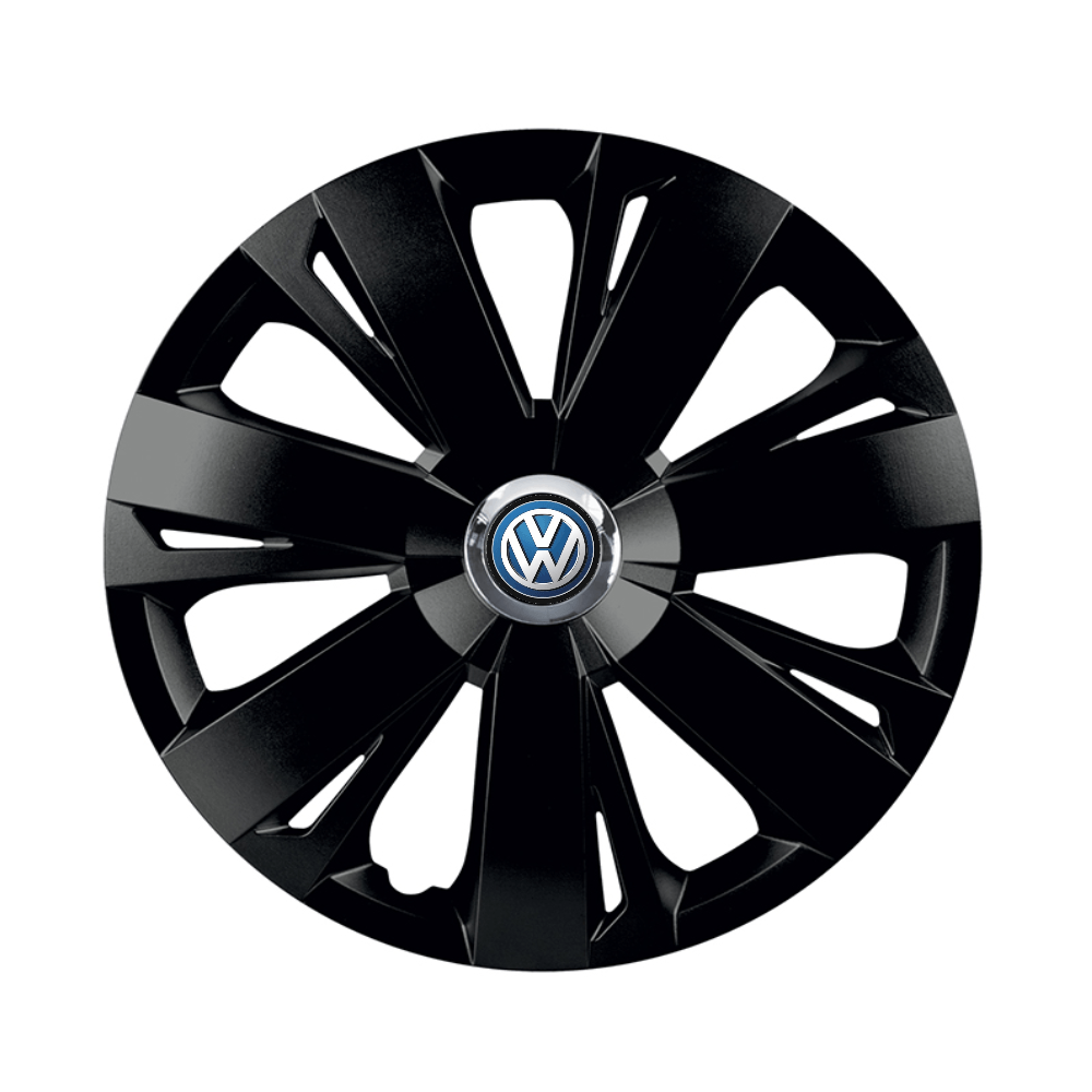 Set 4 capace roti Negre Cu Inel Cromat Energy R16 pentru gama auto Volkswagen