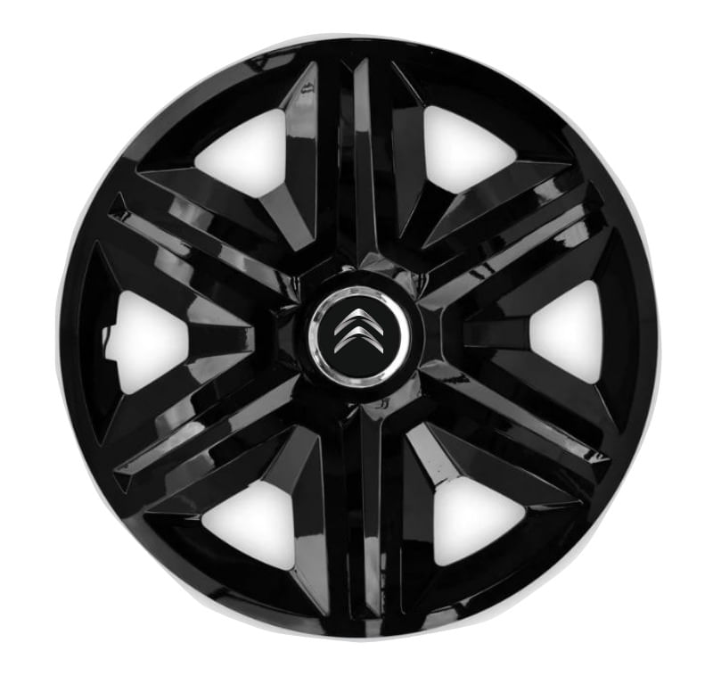 Set 4 capace roti Hubcaps fast black R15 pentru gama auto Citroen