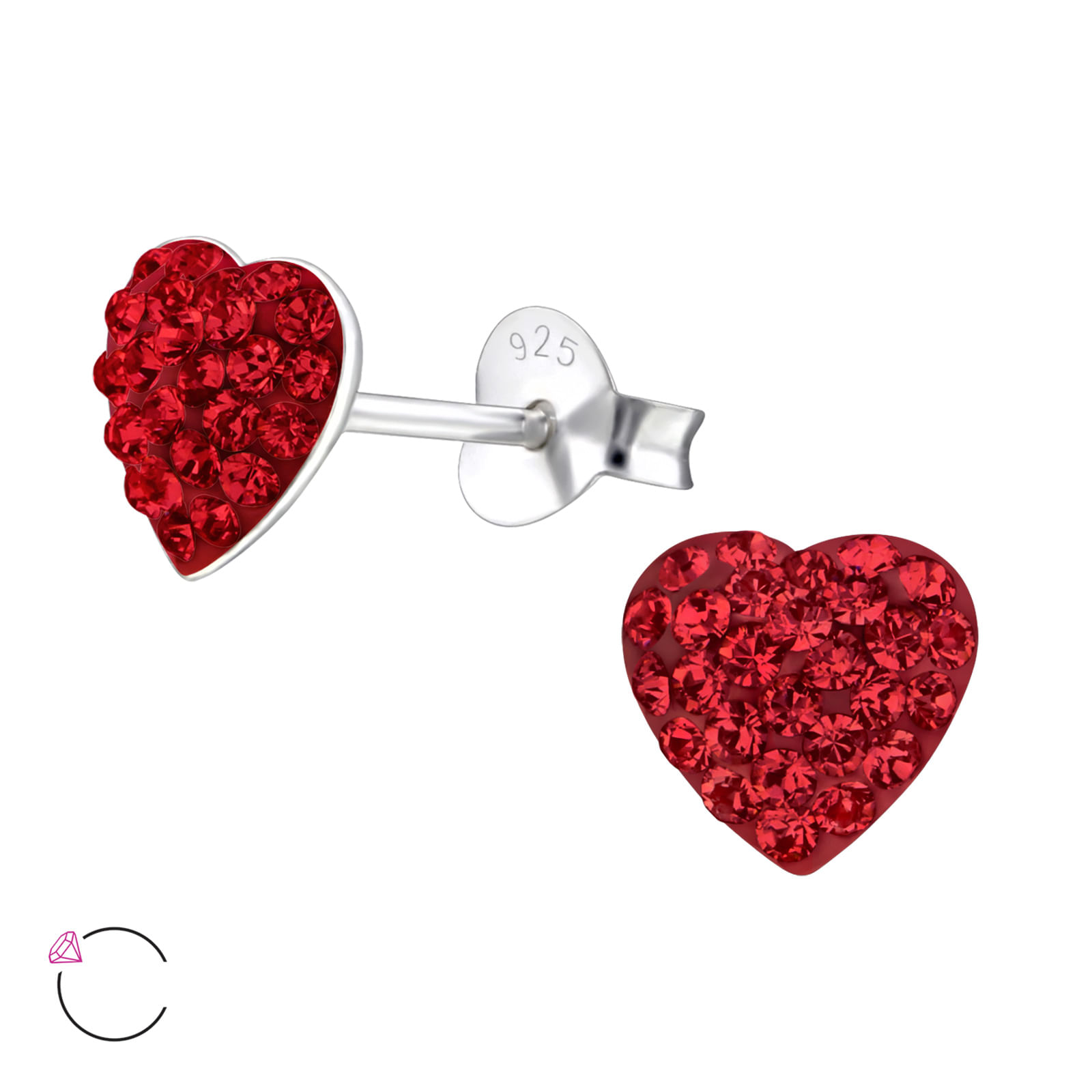 Cercei argint, in forma de inima cu cristale Swarovski Light Siam, A4S24693