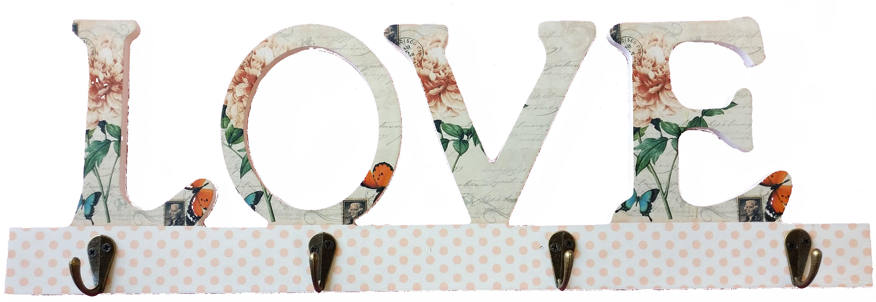Cuier cu 4 agatatori, Love, 45 cm, 776B — imaginea 2