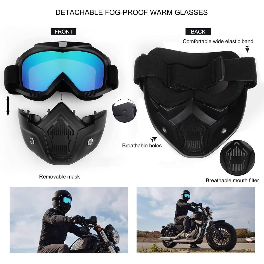 Masca de Protectie cu Ochelari Detasabili, cu destinatie Moto, ATV, SSV, QUAD - 4 | YEO