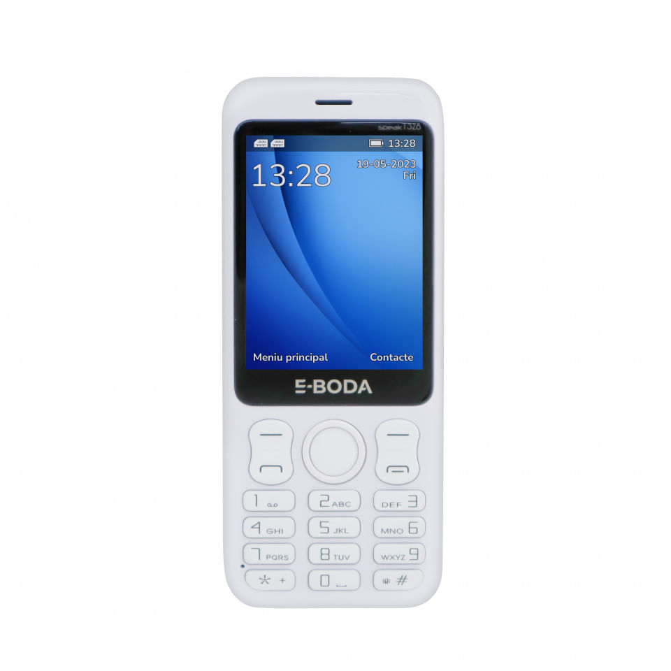 Barphone Telefon Mobil E-Boda Speak T328, 32 MB RAM, Memorie pana la 8 GB cu MicroSD card, Dual Sim, Alb