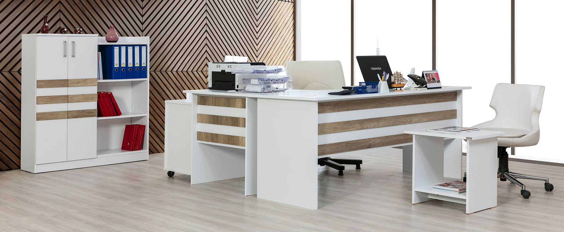 Set birou Epsilon Alpino culoare alb 4 piese