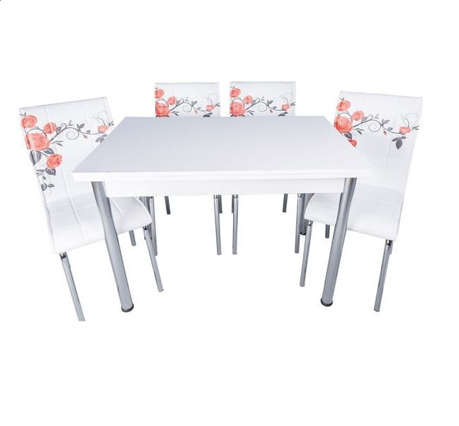 Set masa, extensibila, 110 x70 cu 4 scaune Pedli trandafiri rosii