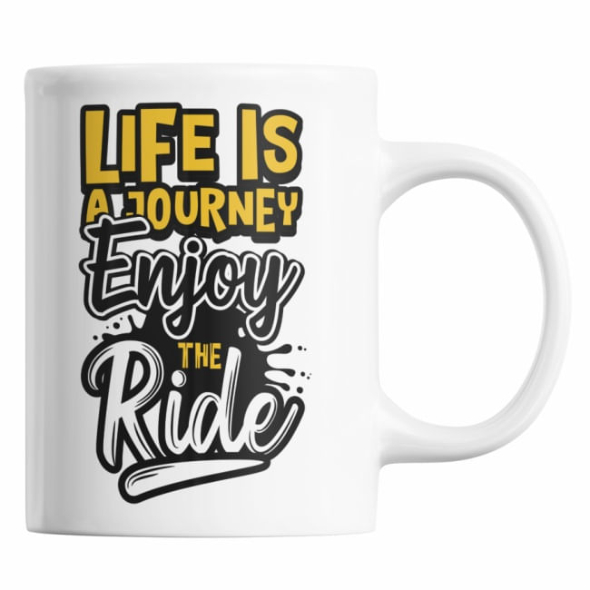 Cana cadou pentru iubitorii de calatorii, Priti Global, imprimata cu mesajul motivational "Life is a journey, Enjoy the ride", trip, travel, 300 ml