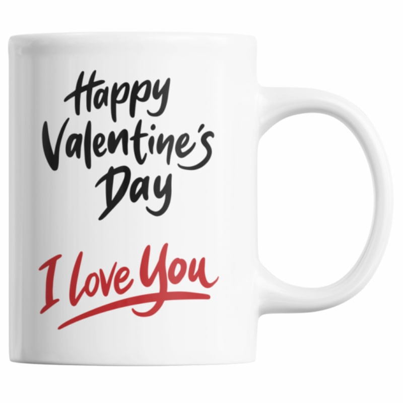Cana pentru ziua indragostitilor si Dragobete, Priti Global, imprimata cu mesajul Happy Valentine's Day, I love you, 300 ml