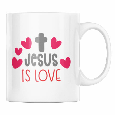Cana cafea, cadou pentru Ziua indragostitilor, aniversare, nunta, cu mesajul crestin Isus este dragoste, 300 ml