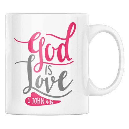Cana cafea cadou special pentru prieten de ziua indragostitilor, Priti Global, Dumnezeu este dragoste, 1 Ioan 4:16, 300 ml