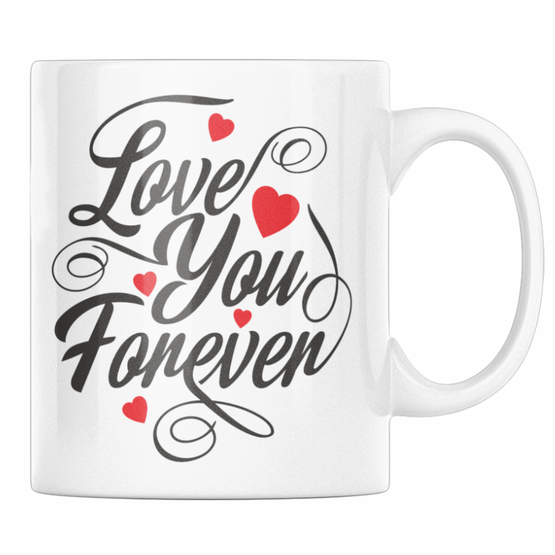 Cana personalizata cadou pentru iubit de ziua indragostitilor cu mesaj de dragoste Love you forever, Priti Global, 330 ml