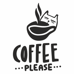 tort in forma de cap de pisica Sticker perete bucatarie, Priti Global, cana de cafea in forma de pisica, Coffee please, negru, 67 x 80
