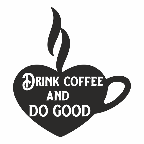 Autocolant perete bucatarie, cana de cafea in forma de inimioara, Priti Global, drink coffee and do good, negru, 57 x 63