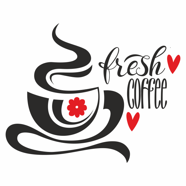 Sticker pentru bucatarie, decorativ, Priti Global, fresh coffee, ceasca de cafea, negru-rosu, 57 x 71