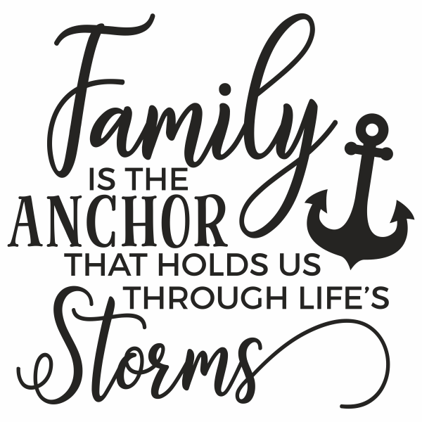 Sticker perete, Family is the anchor that holds us through life\'s Storms, Priti Global, mesaj pentru familie, ancora, negru, 57 x 59