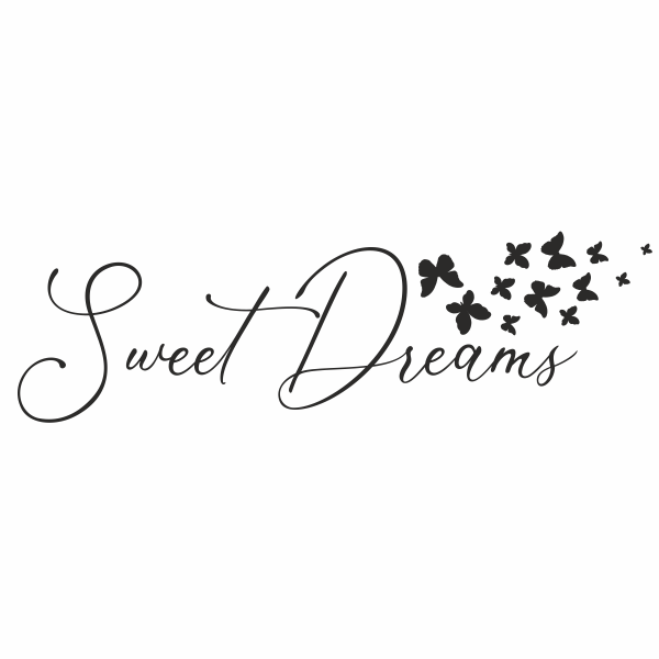 Sticker copii, pentru perete, Priti Global, Sweet dreams, cu fluturi, negru, 119 x 37