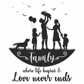 family where life begins and love never ends Sticker perete, Priti Global, membrii familiei, where life begins & love never ends, negru, 57 x 82