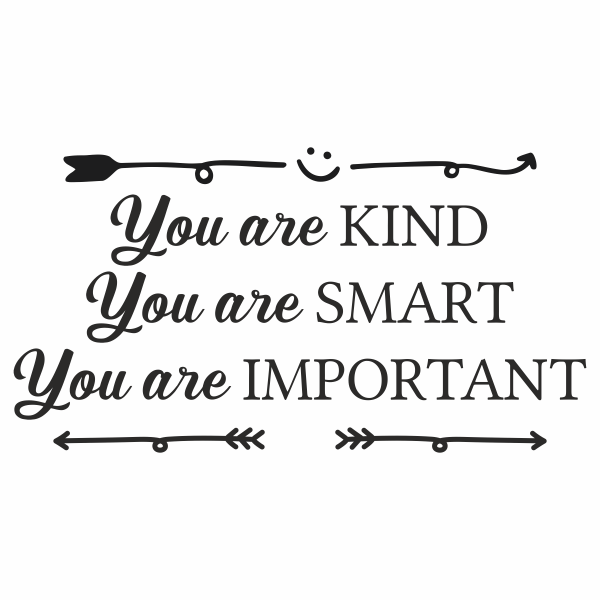 Sticker cu declaratie de dragoste pentru ea, Priti Global, You are Kind, Smart, Important, negru, 80 x 42