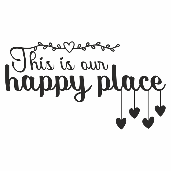 Stickere decorativ, Priti Global, cu declaratie de dragoste pentru iubita, This is our happy place, negru, 97 x 53