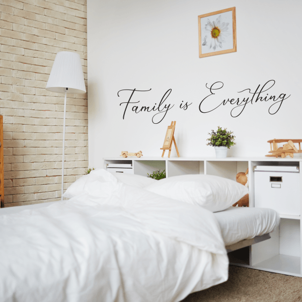 Sticker decorativ dormitor, pentru familie, Priti Global, family is everything, negru, 119 x 30