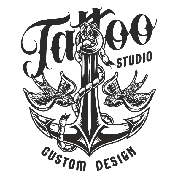 Sticker pentru perete, pentru salon / studio de tatuaje, tatto studio custom design, negru, 57 x 66
