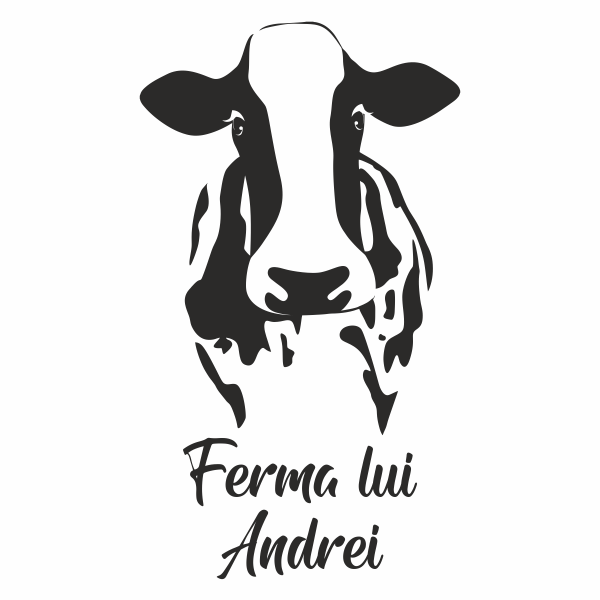 Sticker personalizabil cu numele copilului, Priti Global, cu vaca, pentru fermieri, negru, 57 x 100