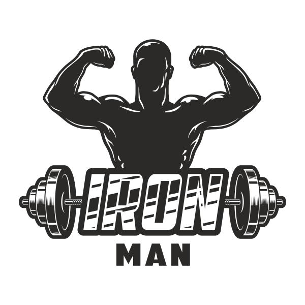 Sticker pentru perete, sala de sport, cu iron man, negru, 57 x 67