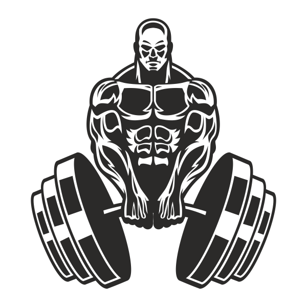 Sticker pentru sala de sport, musculos cu gantere, negru, 117 x 106