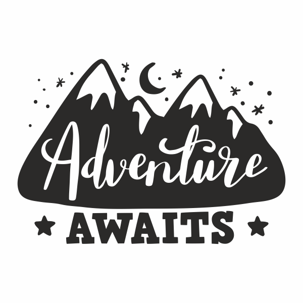 Sticker travel pentru perete, afventure awaits, negru, 57 x 82