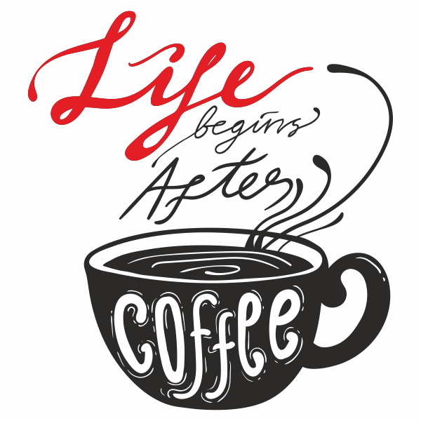 Sticker faianta, cafea, pentru bucatarie, cu mesaj, life begins after coffee, negru-rosu, 57 x 63