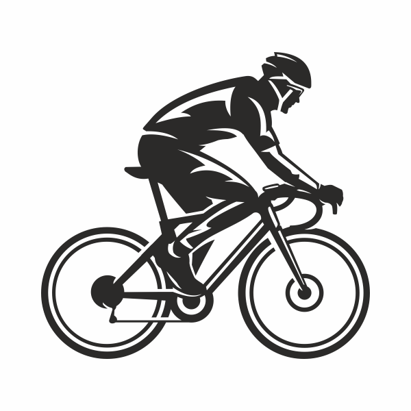 Sticker cu biciclist, decorativ, negru, 57 x 61