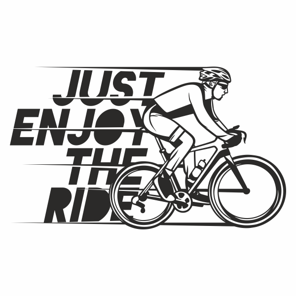 Sticker cu biciclist, just enjoy the ride, negru, 57 x 96