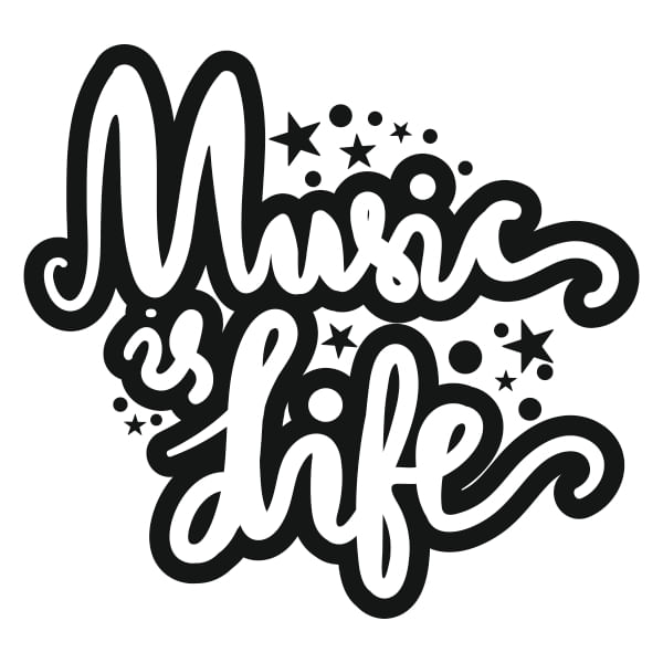 Sticker pentru perete, music is life, negru, 57 x 61