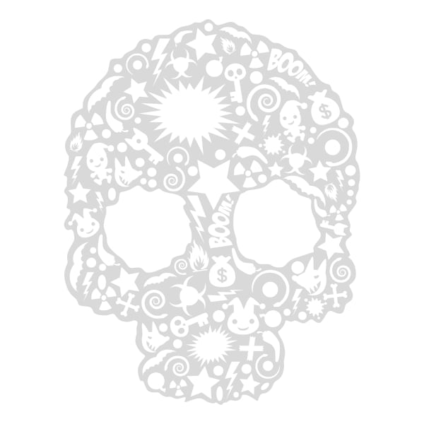 Set doua stickere auto skull, pentru usi sau capota, alb, 30 x 30